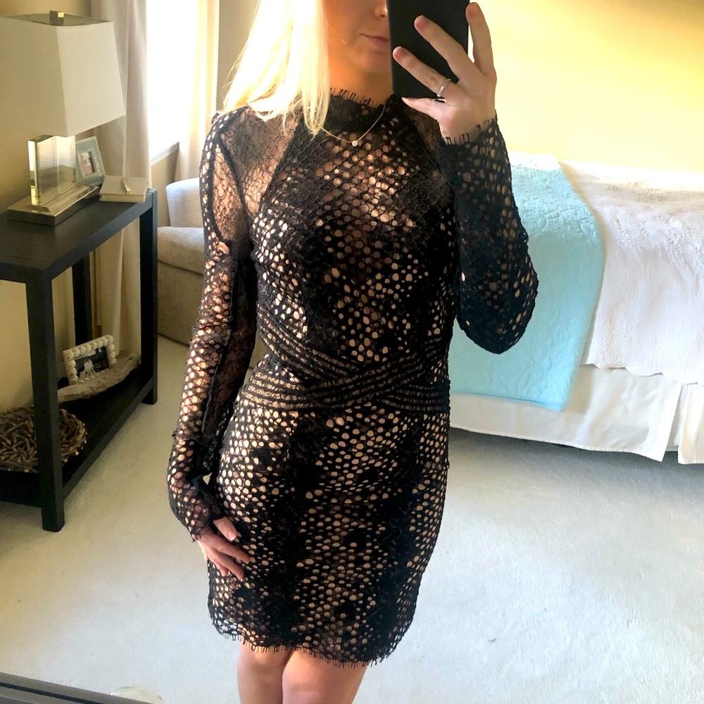 Lace black cocktail dress